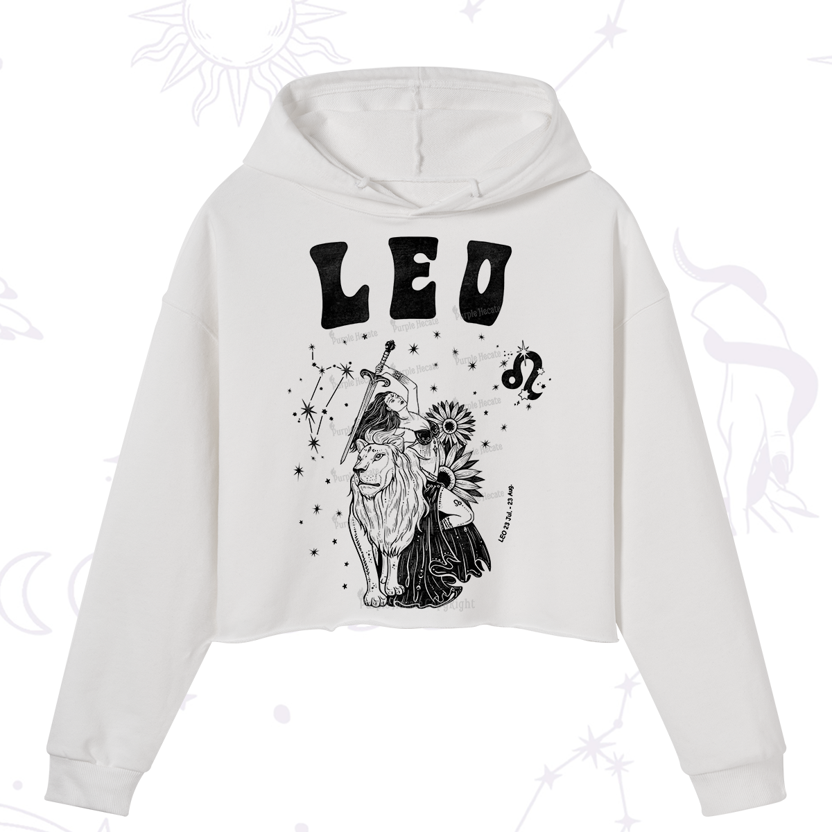 Purplehecate Leo Zodiac Glyphs  Crop Hoodie