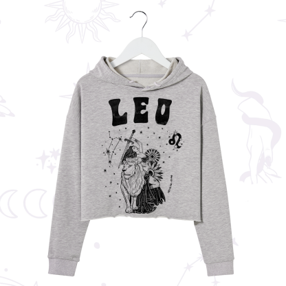 Purplehecate Leo Zodiac Glyphs  Crop Hoodie