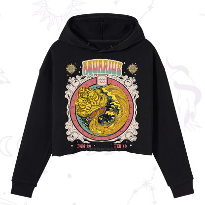 Purplehecate Aquarius Cosmic Zodiac Crop Hoodie