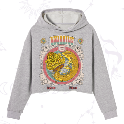 Purplehecate Aquarius Cosmic Zodiac Crop Hoodie
