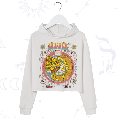 Purplehecate Aquarius Cosmic Zodiac Crop Hoodie