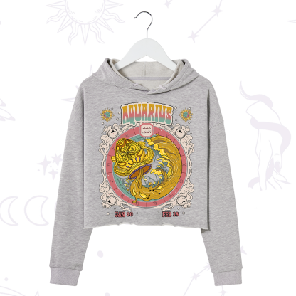 Purplehecate Aquarius Cosmic Zodiac Crop Hoodie