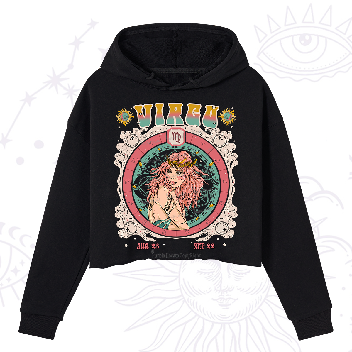 Purplehecate Virgo Cosmic Zodiac Crop Hoodie