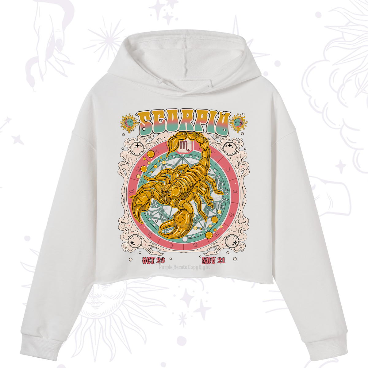 Purplehecate Scorpio Cosmic Zodiac Crop Hoodie