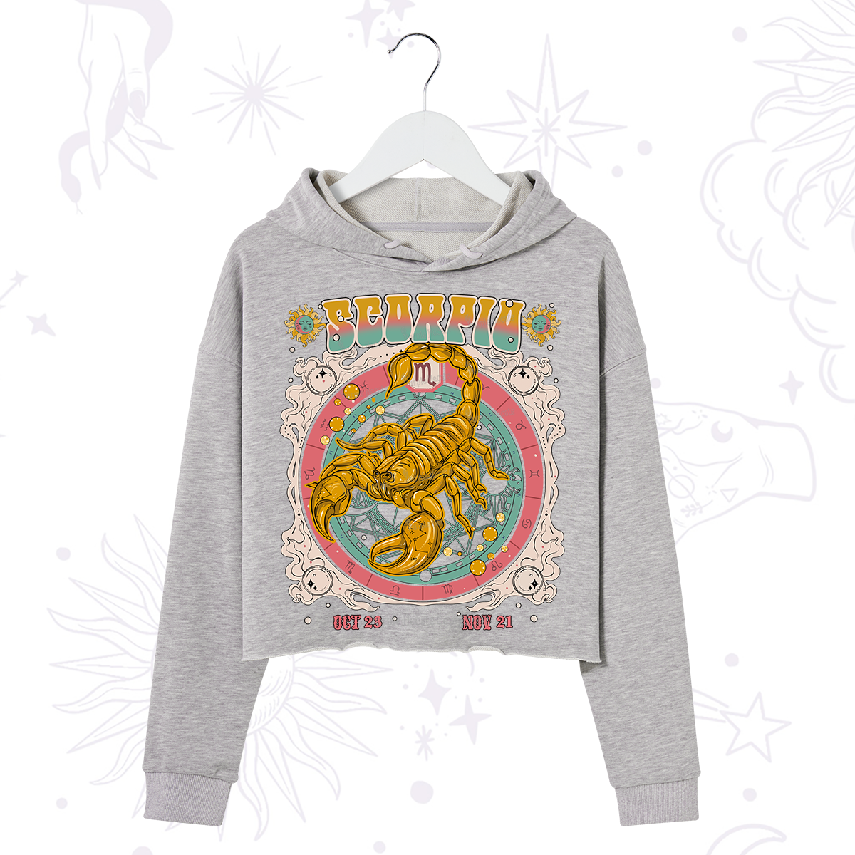 Purplehecate Scorpio Cosmic Zodiac Crop Hoodie