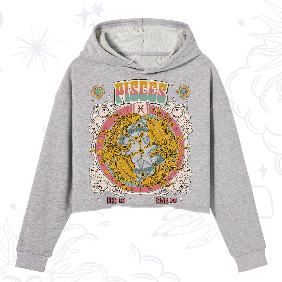 Purplehecate Pisces Cosmic Zodiac Crop Hoodie