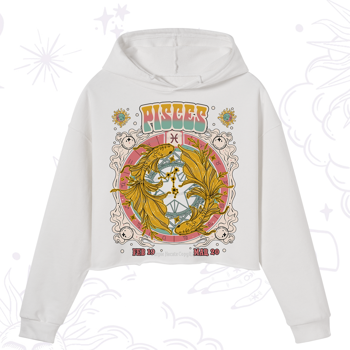 Purplehecate Pisces Cosmic Zodiac Crop Hoodie