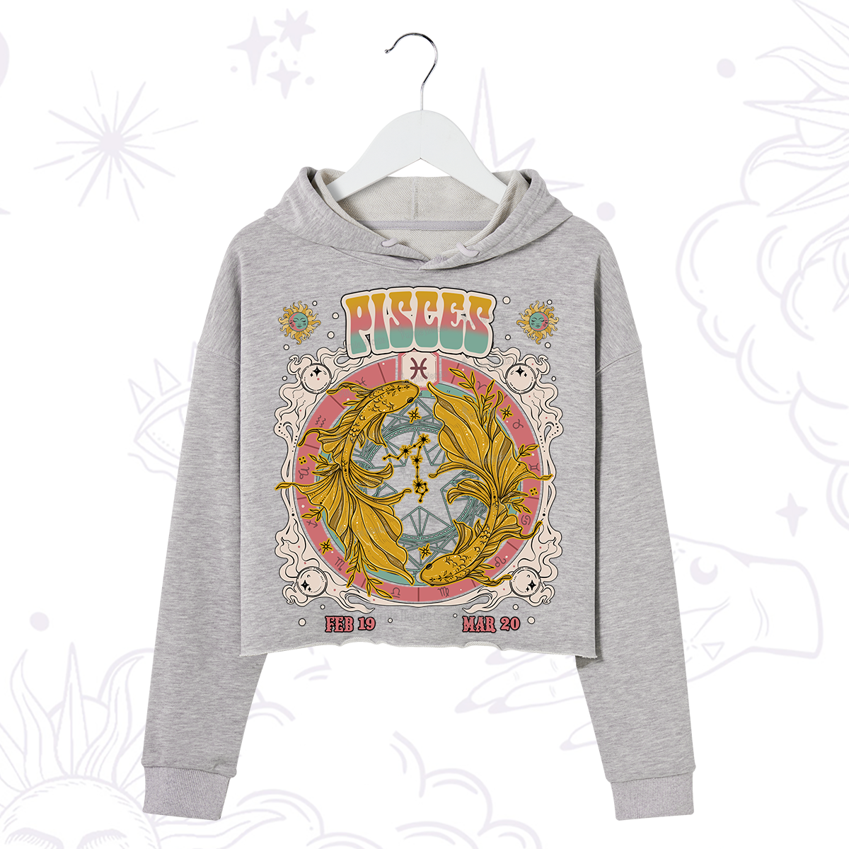 Purplehecate Pisces Cosmic Zodiac Crop Hoodie