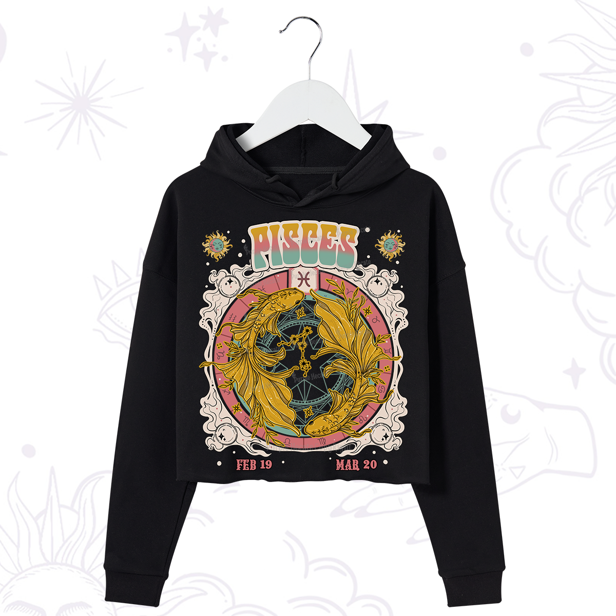 Purplehecate Pisces Cosmic Zodiac Crop Hoodie
