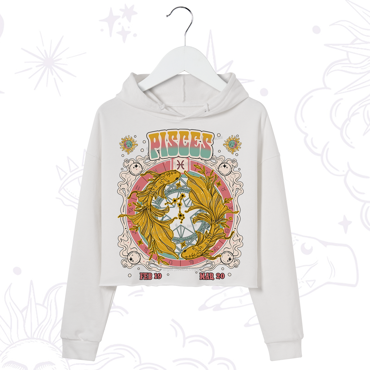 Purplehecate Pisces Cosmic Zodiac Crop Hoodie