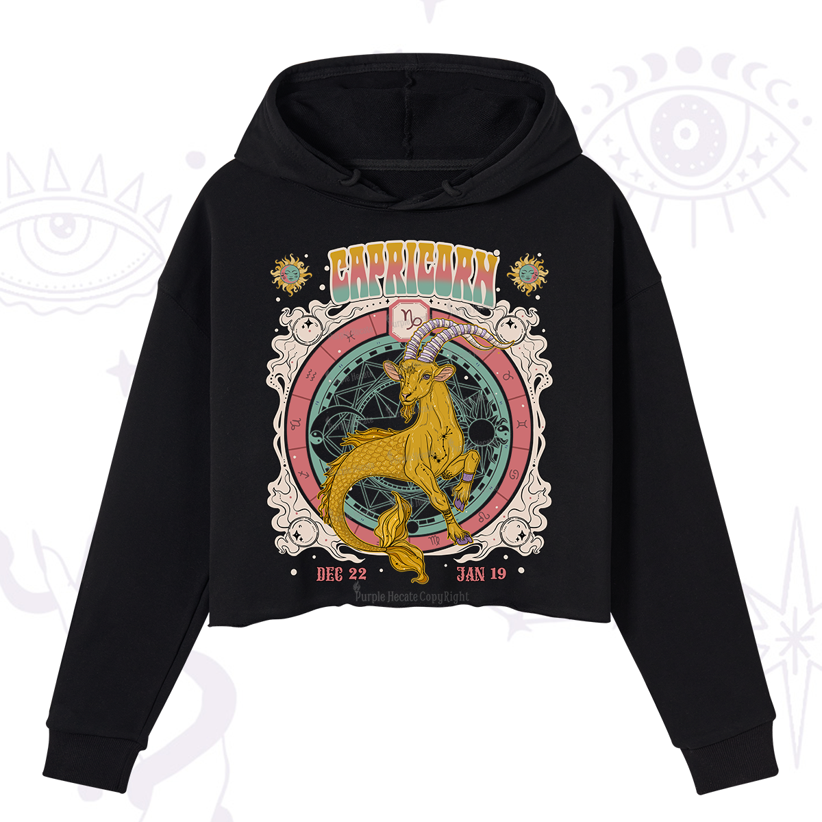Purplehecate Capricorn Cosmic Zodiac Crop Hoodie