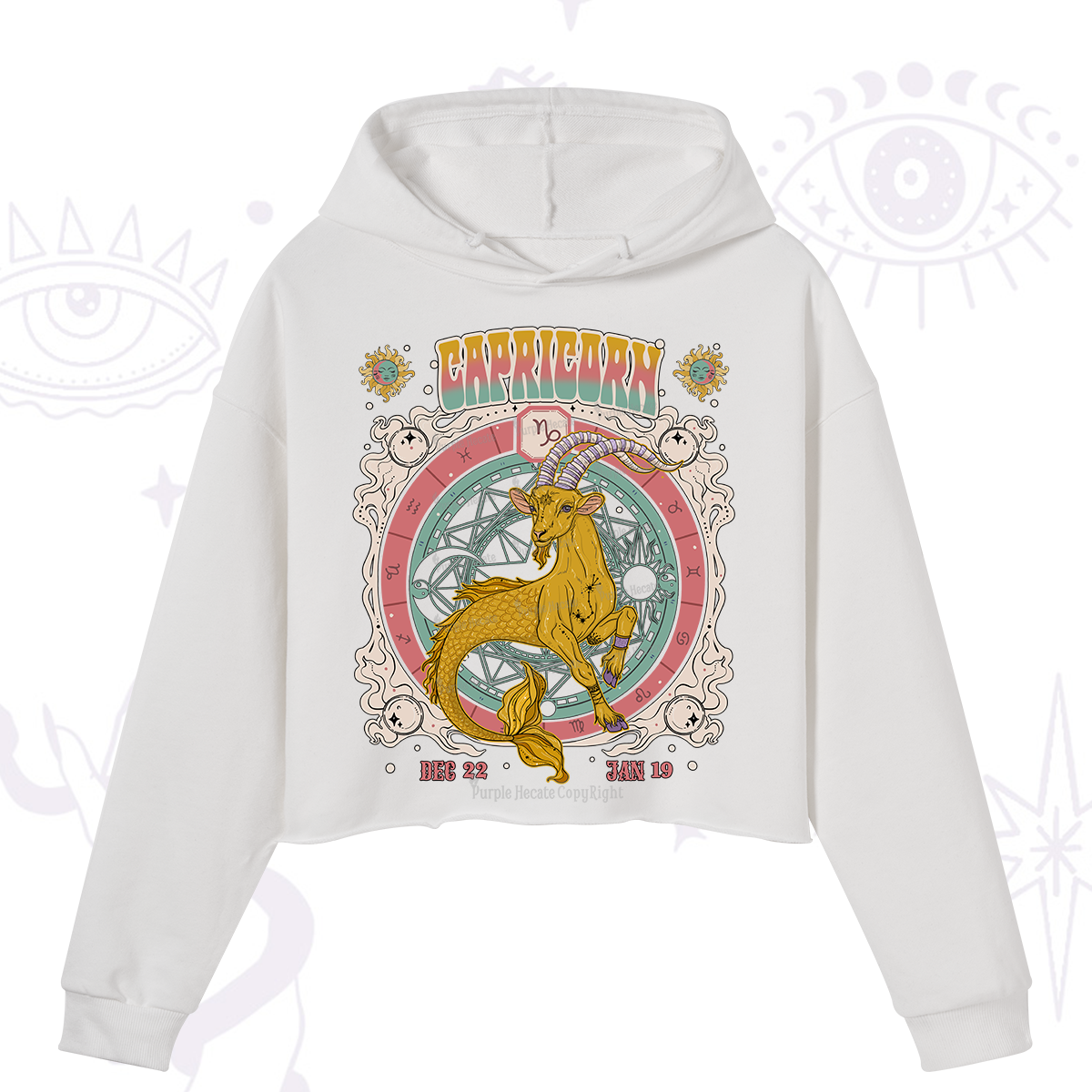 Purplehecate Capricorn Cosmic Zodiac Crop Hoodie