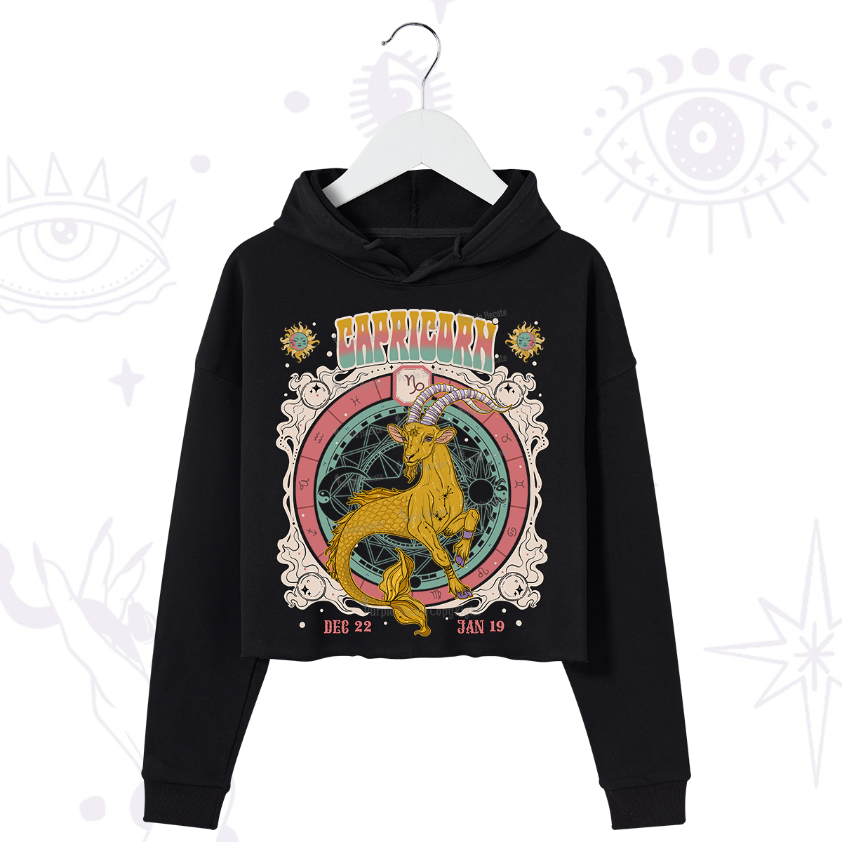 Purplehecate Capricorn Cosmic Zodiac Crop Hoodie
