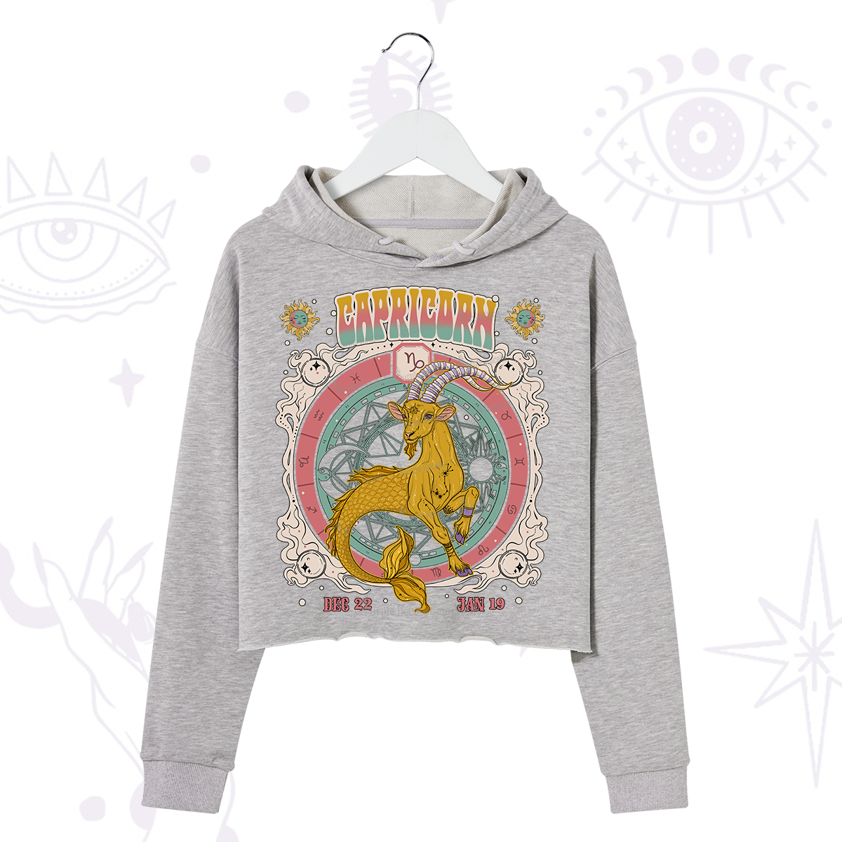 Purplehecate Capricorn Cosmic Zodiac Crop Hoodie