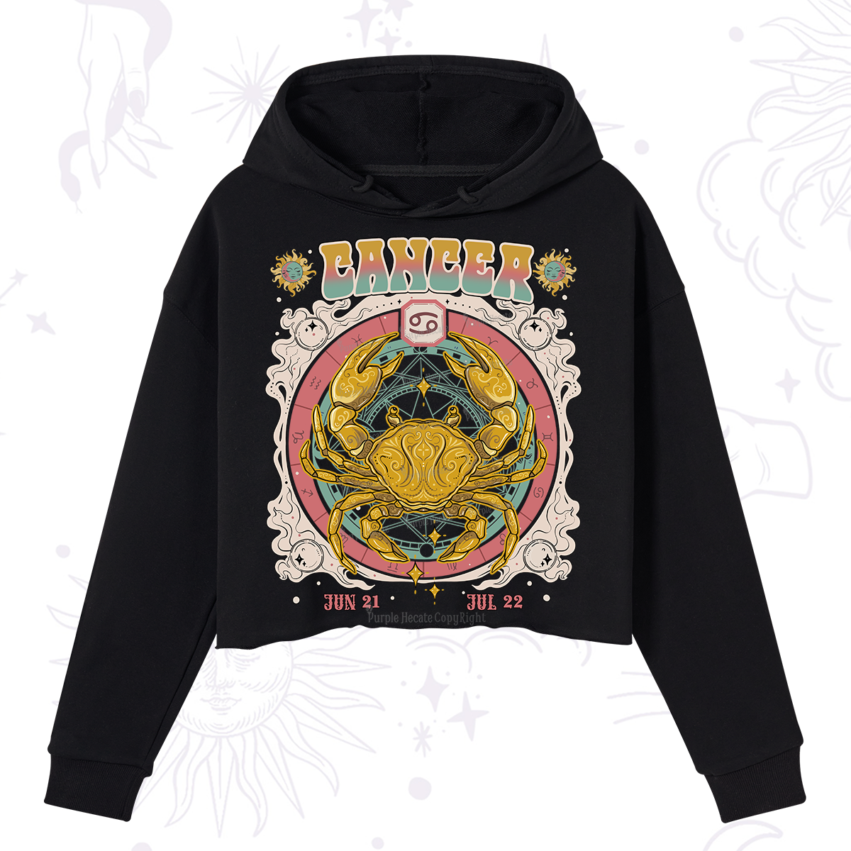 Purplehecate Cancer Cosmic Zodiac Crop Hoodie