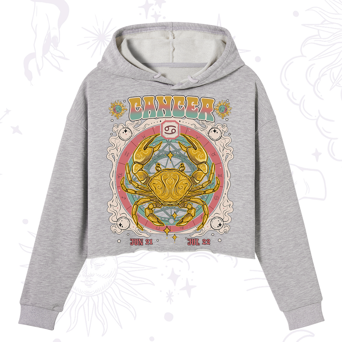 Purplehecate Cancer Cosmic Zodiac Crop Hoodie