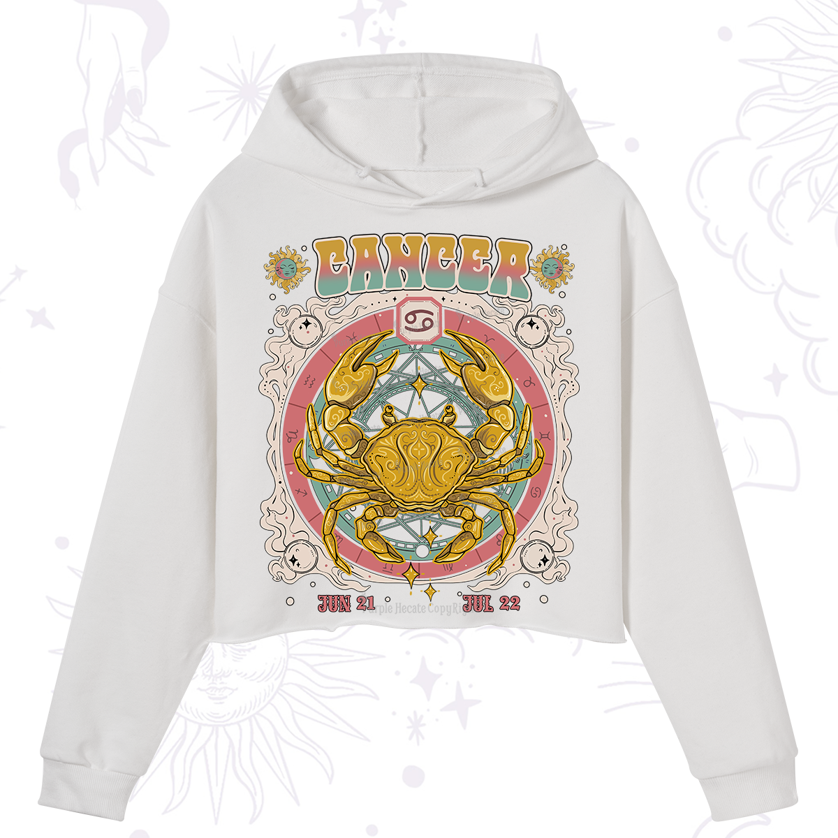 Purplehecate Cancer Cosmic Zodiac Crop Hoodie