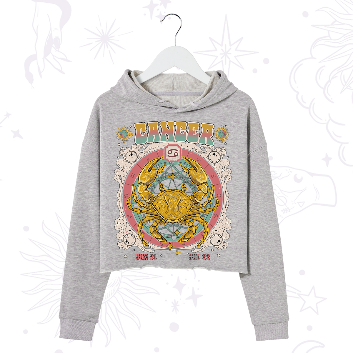 Purplehecate Cancer Cosmic Zodiac Crop Hoodie