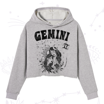 Purplehecate Gemini Zodiac Glyphs  Crop Hoodie