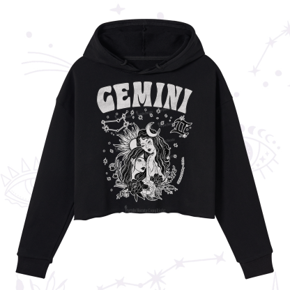 Purplehecate Gemini Zodiac Glyphs  Crop Hoodie