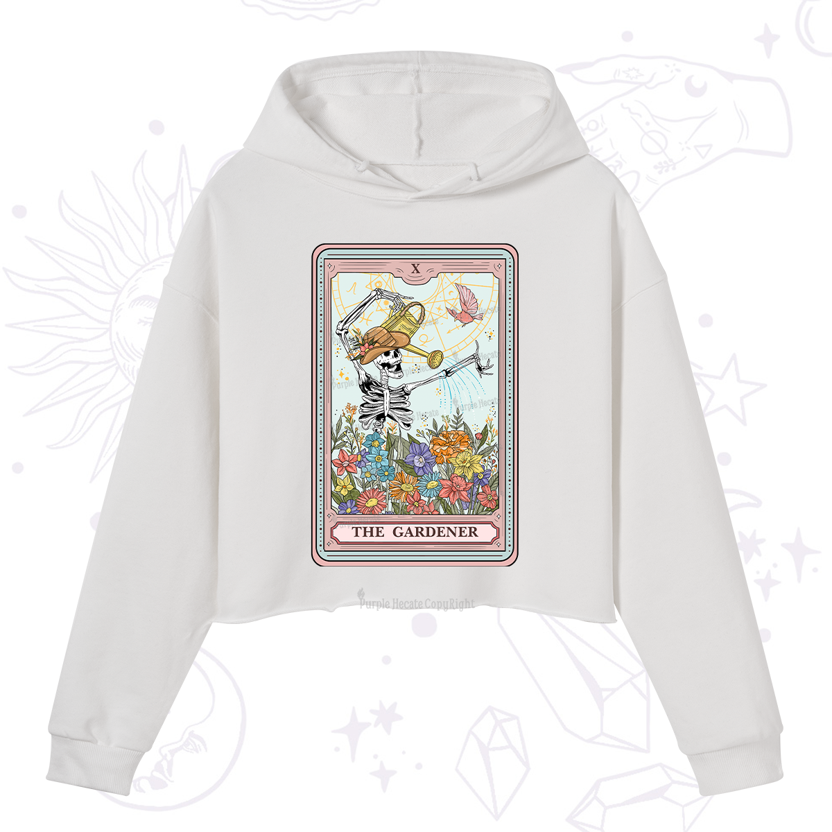 Purplehecate The Gardener Tarot Card Crop Hoodie