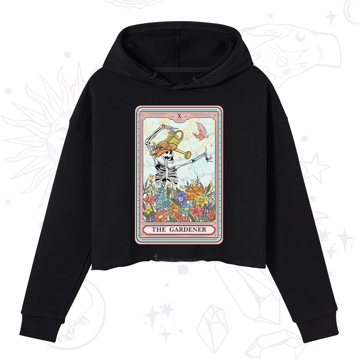 Purplehecate The Gardener Tarot Card Crop Hoodie