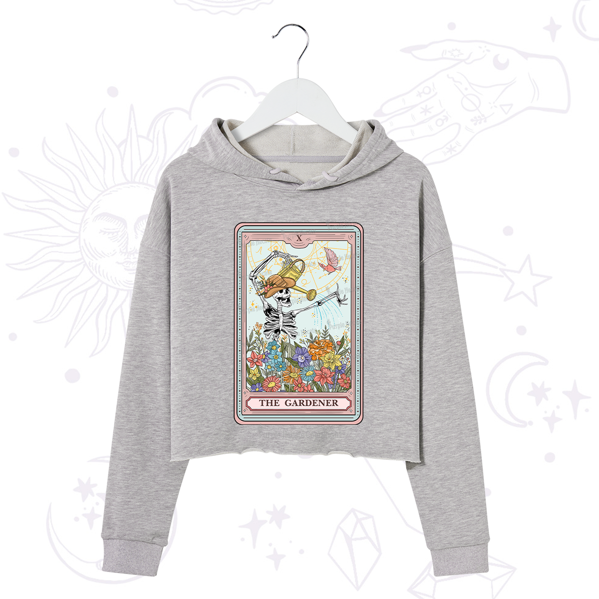 Purplehecate The Gardener Tarot Card Crop Hoodie