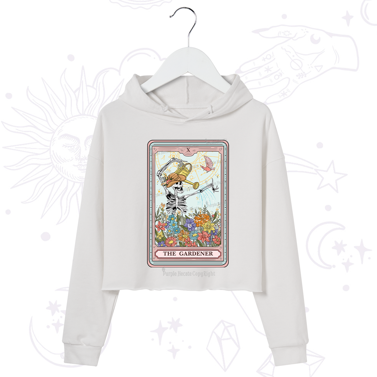 Purplehecate The Gardener Tarot Card Crop Hoodie