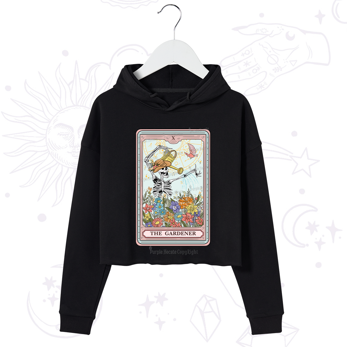Purplehecate The Gardener Tarot Card Crop Hoodie