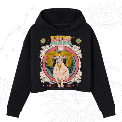 Purplehecate Aries Cosmic Zodiac Crop Hoodie