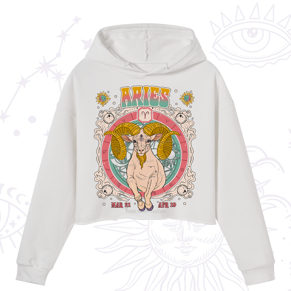 Purplehecate Aries Cosmic Zodiac Crop Hoodie