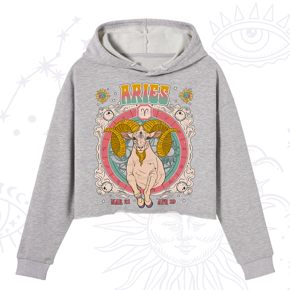 Purplehecate Aries Cosmic Zodiac Crop Hoodie