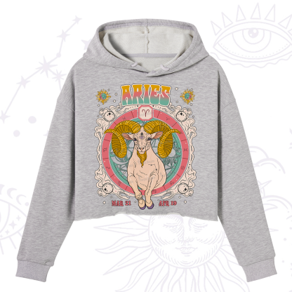 Purplehecate Aries Cosmic Zodiac Crop Hoodie