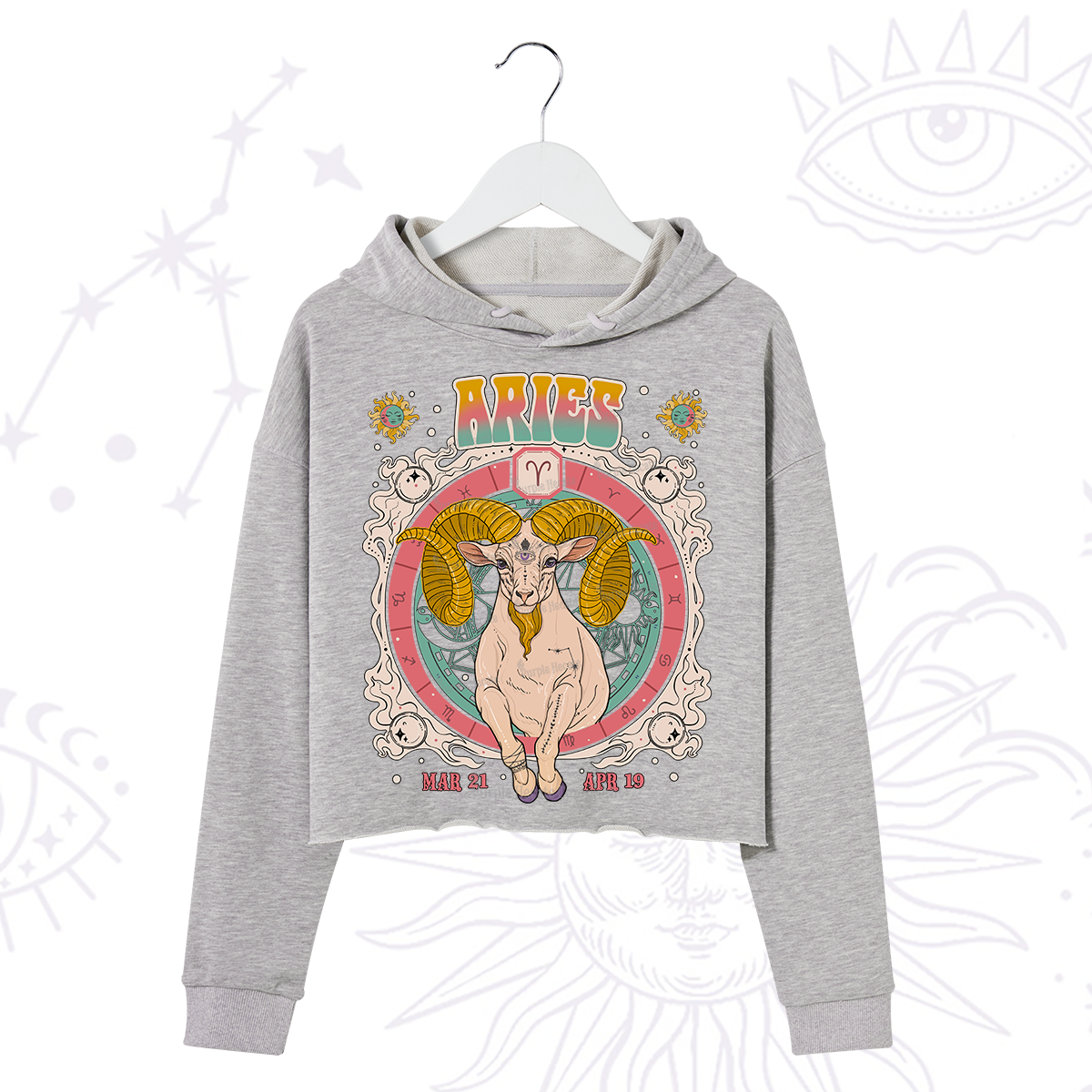 Purplehecate Aries Cosmic Zodiac Crop Hoodie