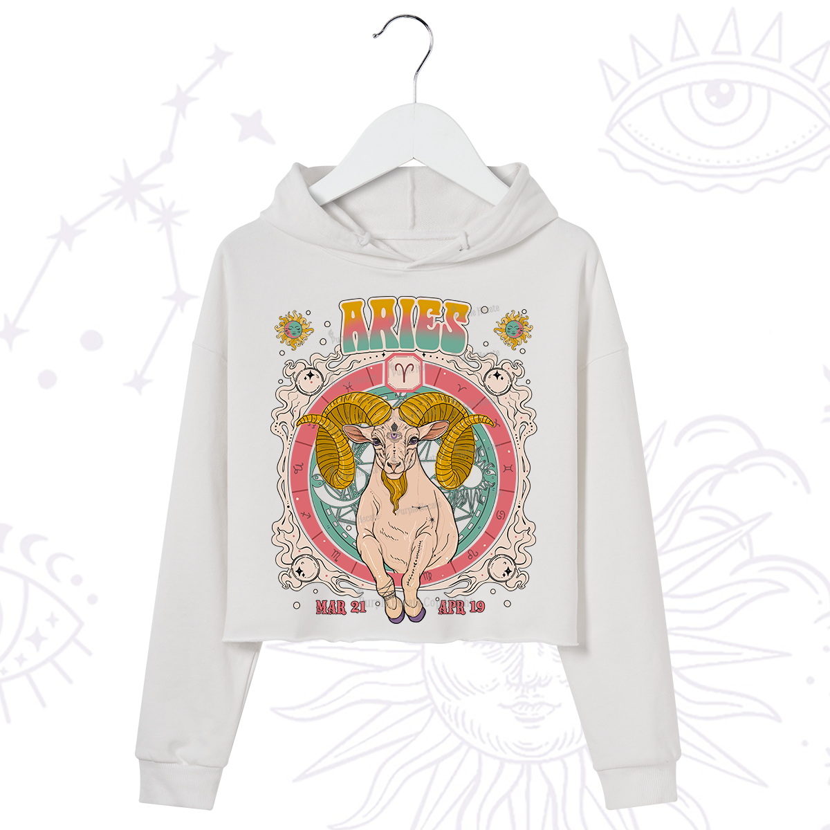Purplehecate Aries Cosmic Zodiac Crop Hoodie