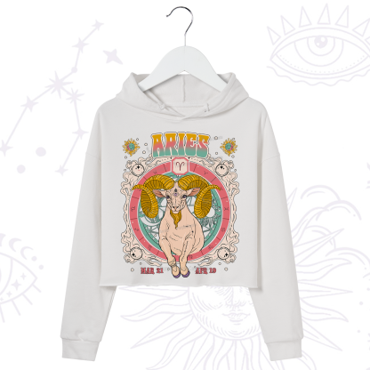 Purplehecate Aries Cosmic Zodiac Crop Hoodie