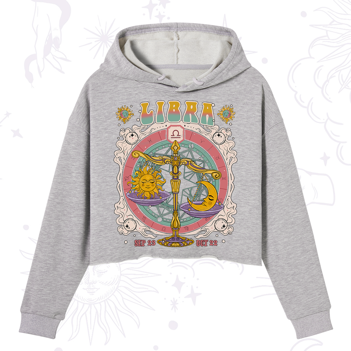 Purplehecate Libra Cosmic Zodiac Crop Hoodie