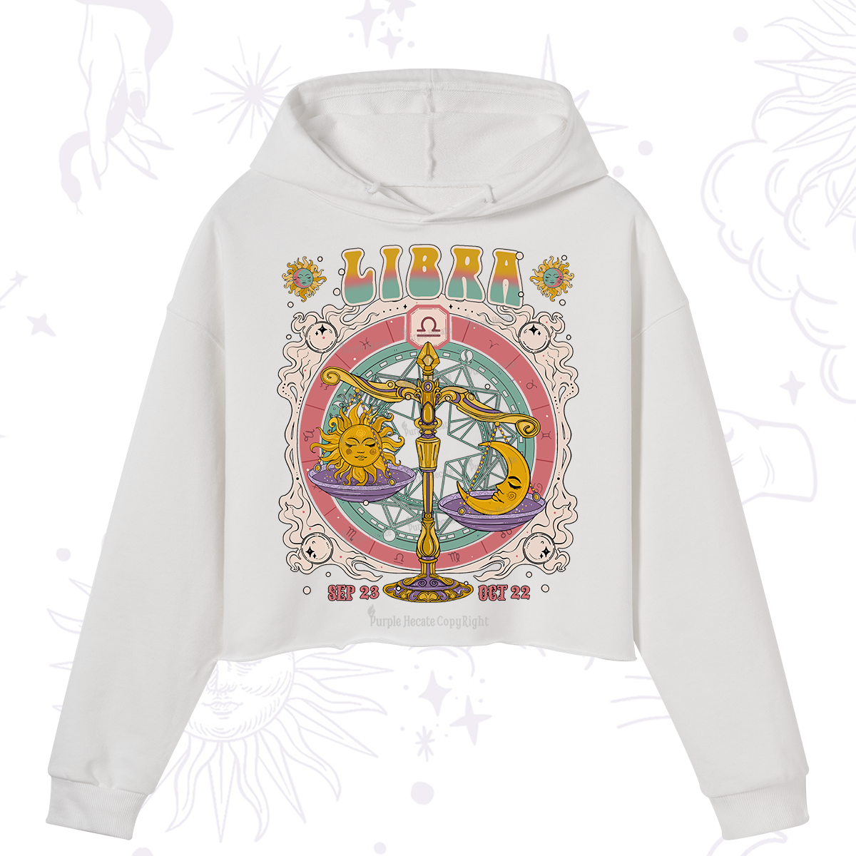Purplehecate Libra Cosmic Zodiac Crop Hoodie