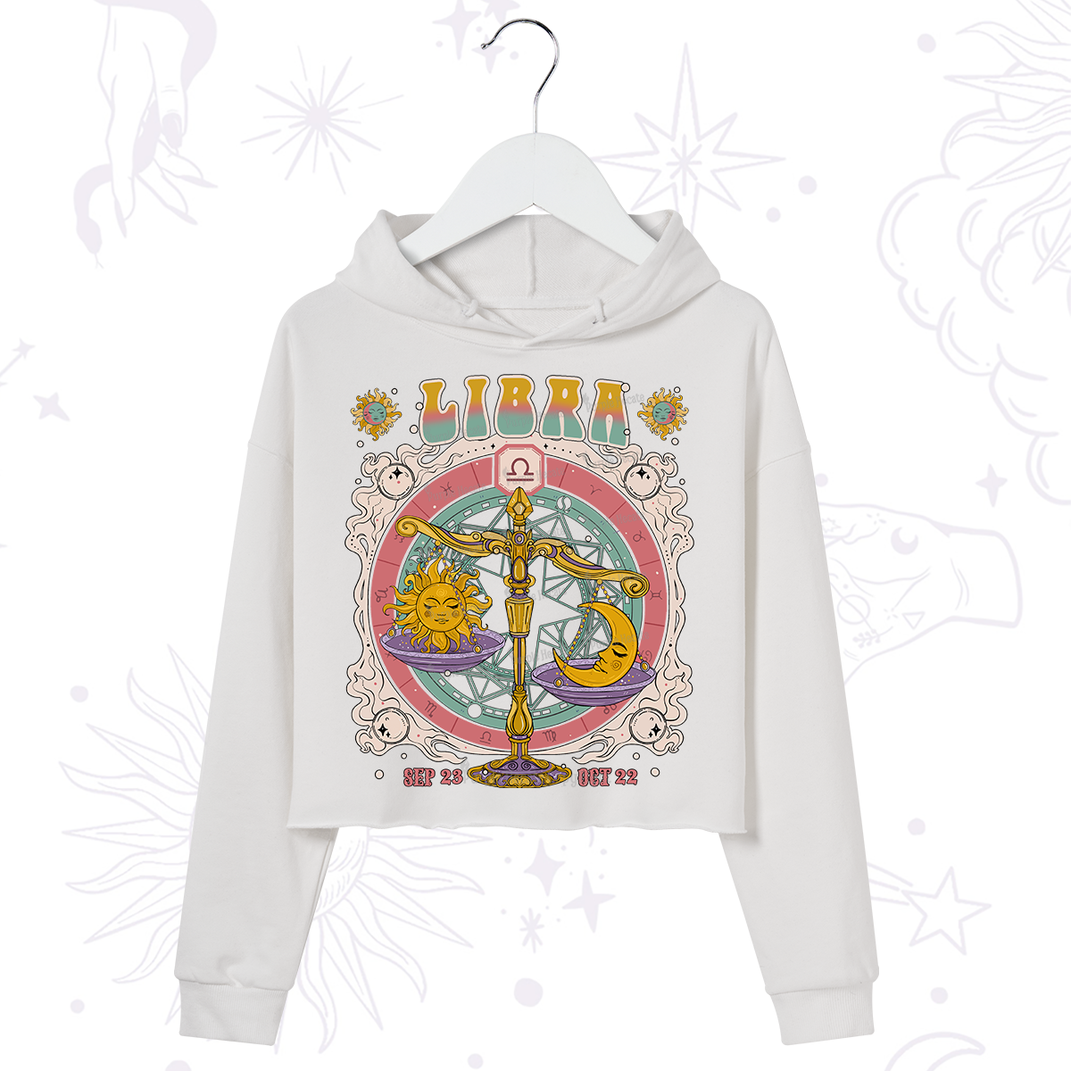 Purplehecate Libra Cosmic Zodiac Crop Hoodie
