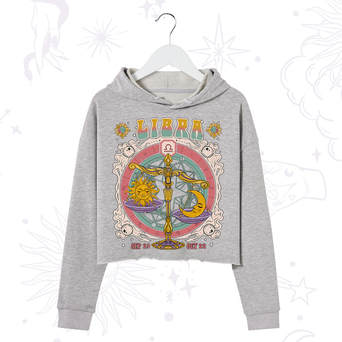 Purplehecate Libra Cosmic Zodiac Crop Hoodie