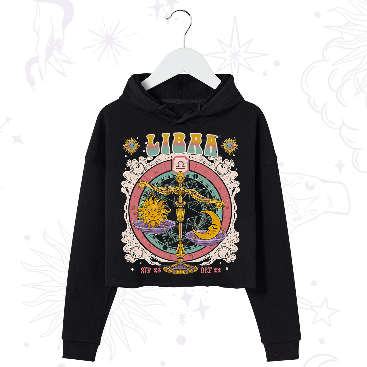 Purplehecate Libra Cosmic Zodiac Crop Hoodie