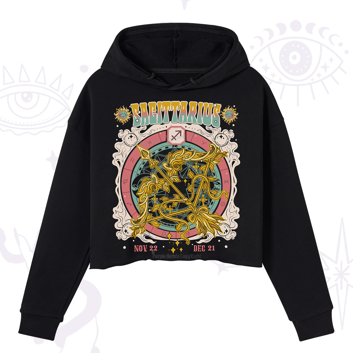 Purplehecate Sagittarius Cosmic Zodiac Crop Hoodie