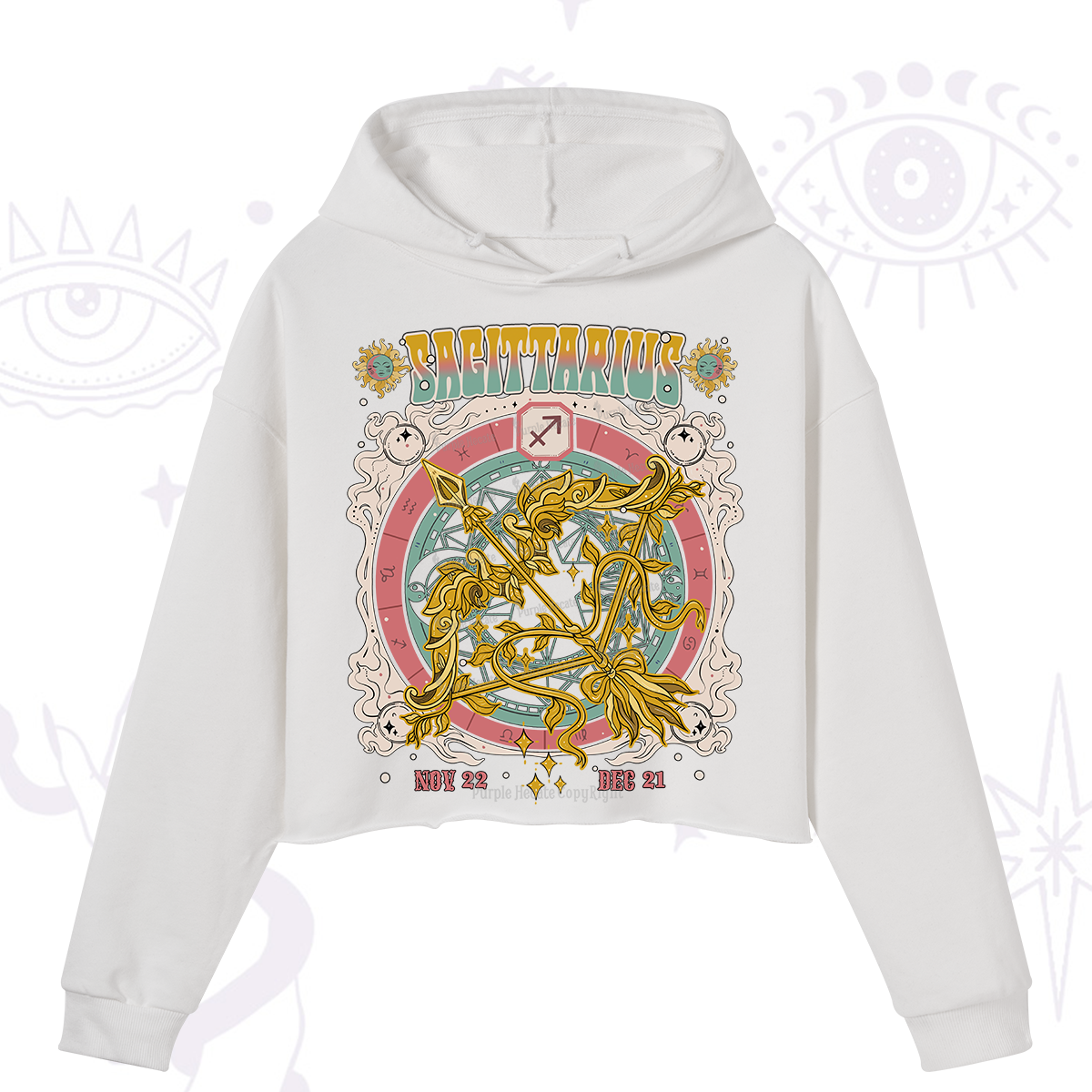 Purplehecate Sagittarius Cosmic Zodiac Crop Hoodie
