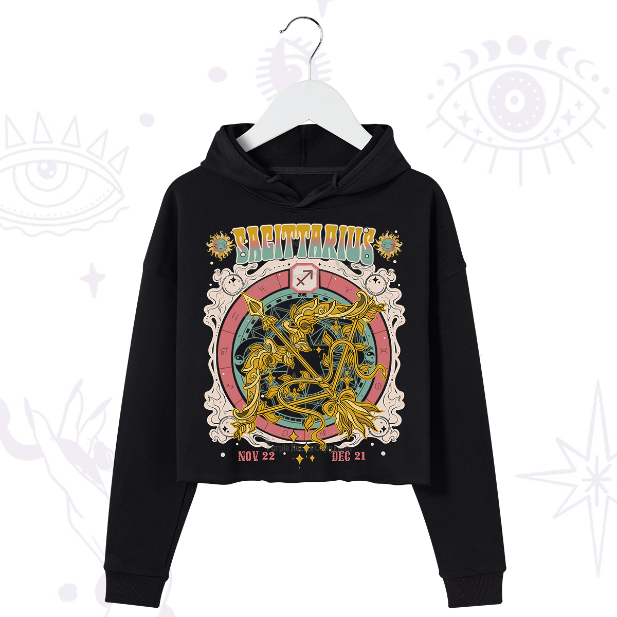 Purplehecate Sagittarius Cosmic Zodiac Crop Hoodie