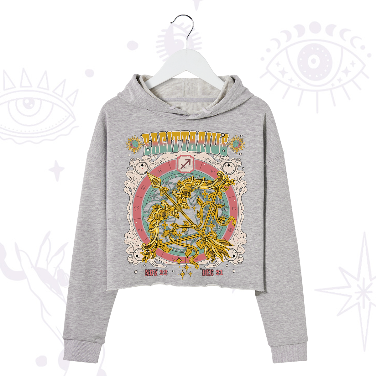 Purplehecate Sagittarius Cosmic Zodiac Crop Hoodie