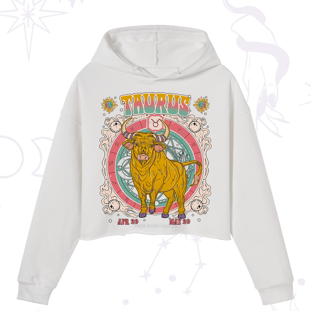 Purplehecate Taurus Cosmic Zodiac  Crop Hoodie