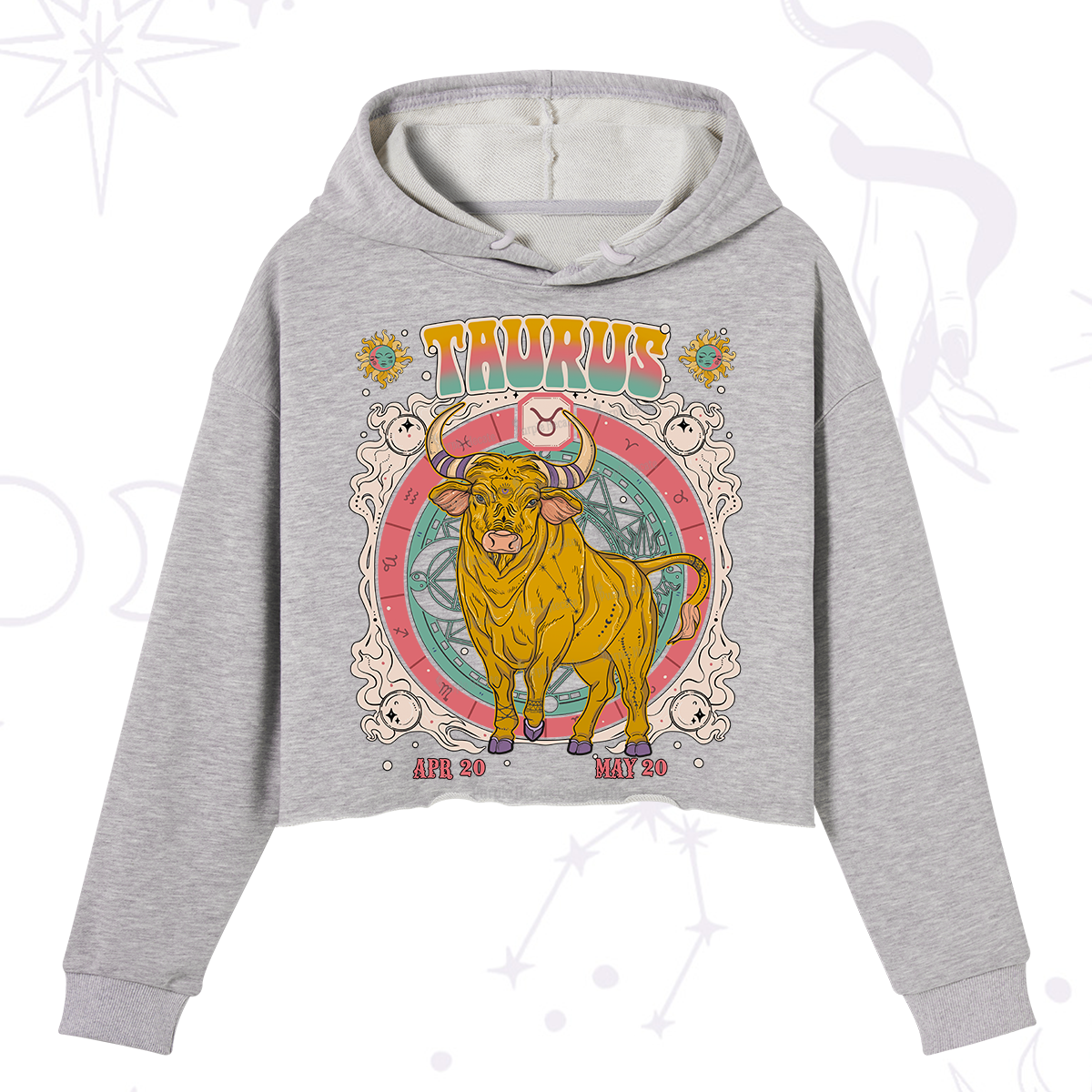Purplehecate Taurus Cosmic Zodiac  Crop Hoodie