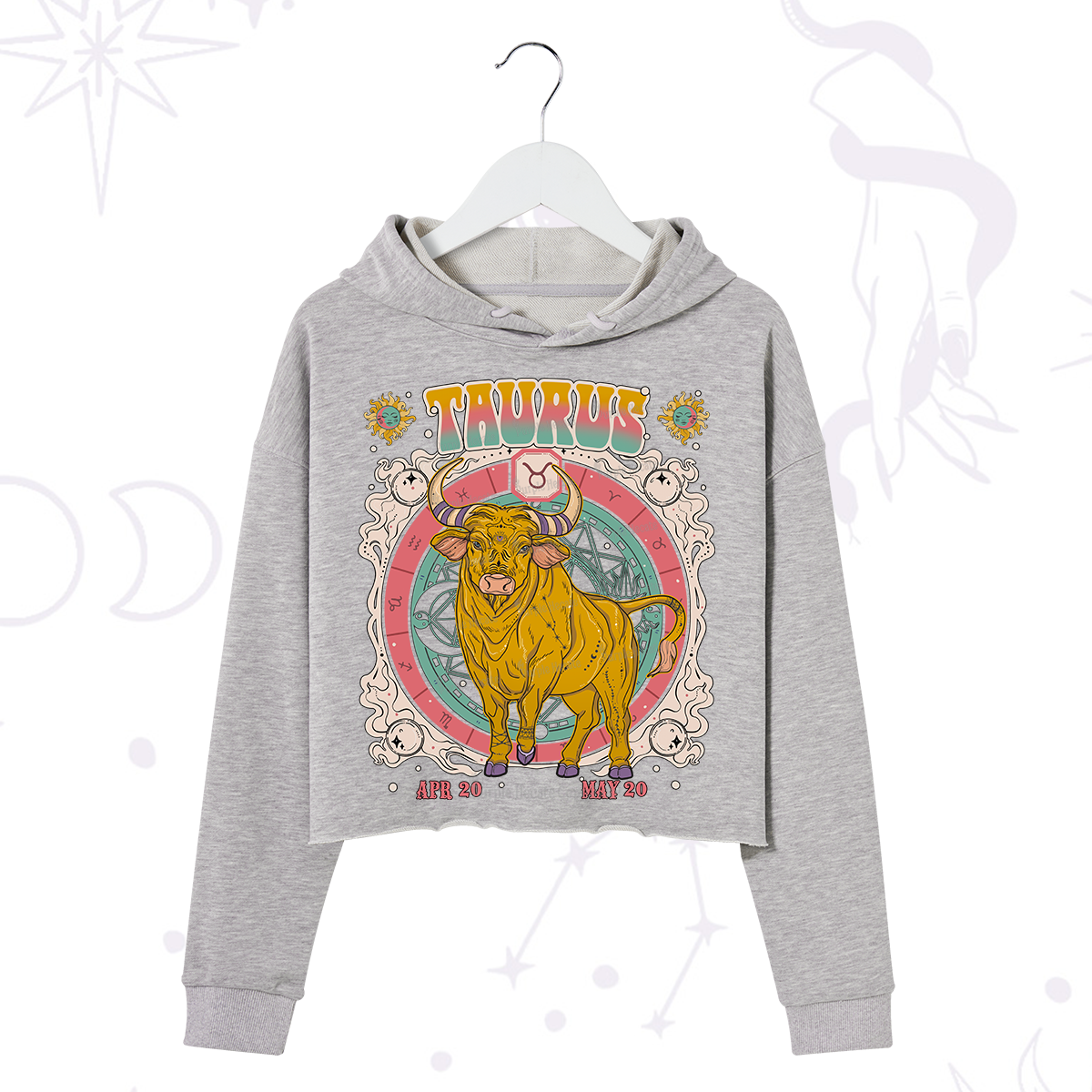 Purplehecate Taurus Cosmic Zodiac  Crop Hoodie