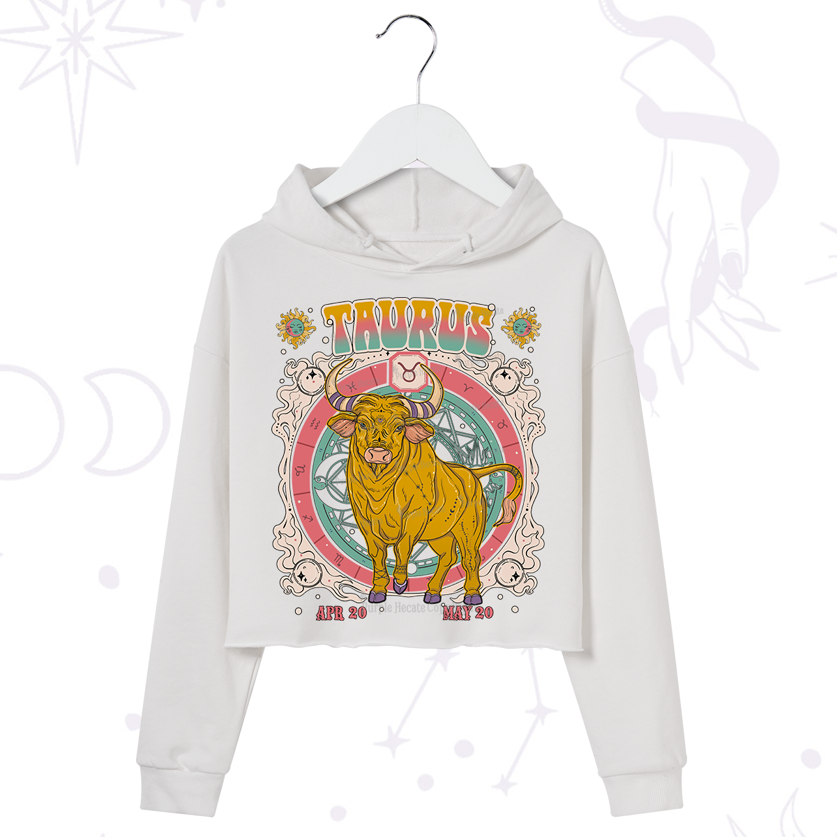 Purplehecate Taurus Cosmic Zodiac  Crop Hoodie