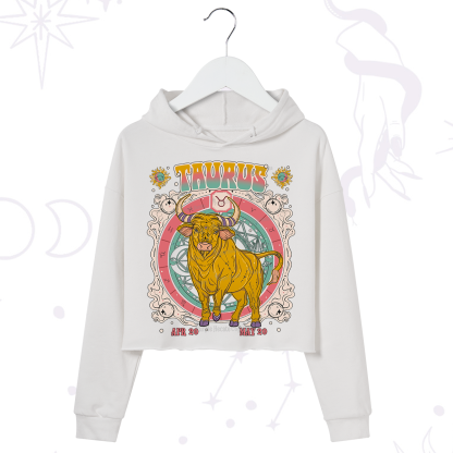 Purplehecate Taurus Cosmic Zodiac  Crop Hoodie